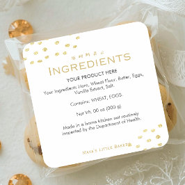 Minimalistische gouden glitterstip bakkerij ingred vierkante sticker