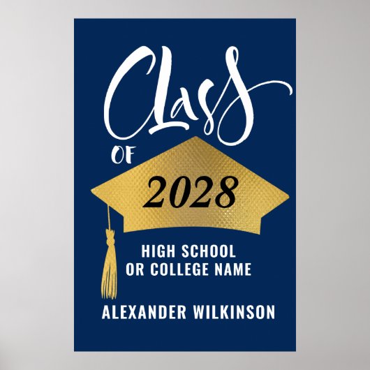 Minimalistische gouden grad cap stijlvolle script poster (Voorkant)