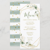 Minimalistische Gouden Groen Geometrische Baby in Menu (Voorkant / Achterkant)