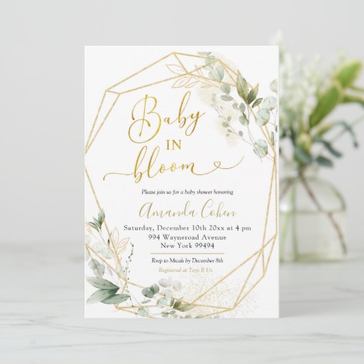 Minimalistische Gouden Groene Geometrische Baby in Kaart (Staand voorkant)