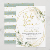 Minimalistische Gouden Groene Geometrische Baby in Kaart (Voorkant / Achterkant)