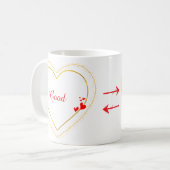 Minimalistische gouden hart mok met eigen tekst (Voorkant links)
