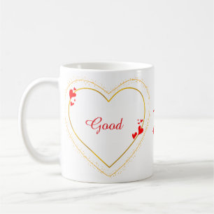 Minimalistische gouden hart mok met eigen tekst