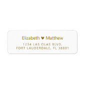 Minimalistische gouden hart trouw retouradres stic etiket (Voorkant)