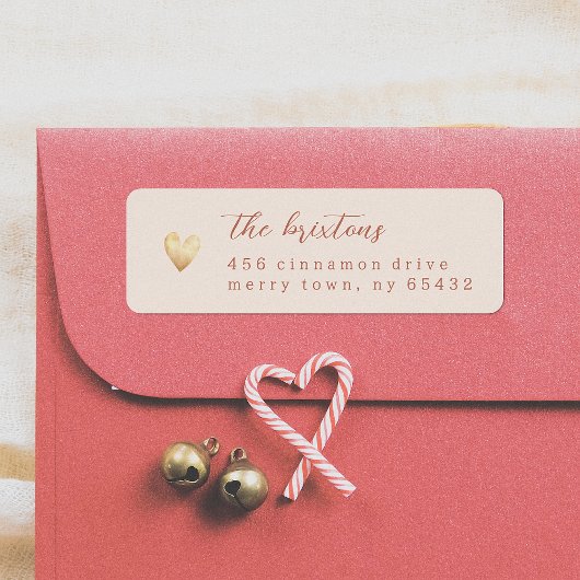 Minimalistische gouden hartcrème kalligrafie etiket