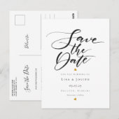 Minimalistische gouden harten script save-the-date briefkaart (Voorkant / Achterkant)