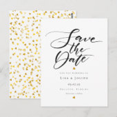 Minimalistische Gouden Harten Zwart en Wit Script Briefkaart (Voorkant / Achterkant)