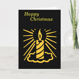 Minimalistische gouden kaars branden voor Kerstmis Feestdagen Kaart