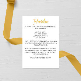 Minimalistische gouden kalligrafie bruiloft informatiekaartje