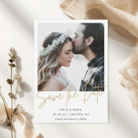 Minimalistische gouden kalligrafie foto save the d