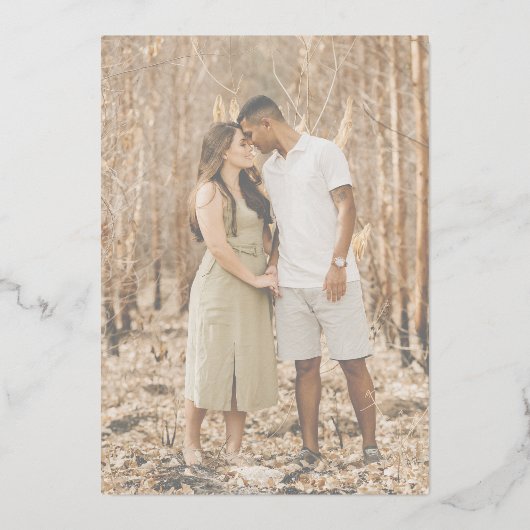 Minimalistische gouden kalligrafie script groen folie uitnodiging (Achterkant)