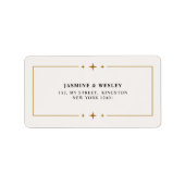 Minimalistische Gouden Kerst Trouwfoto Etiket (Voorkant)