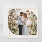 Minimalistische Gouden Kerst Trouwfoto Feestdagenkaart (Voorkant)