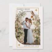 Minimalistische Gouden Kerst Trouwfoto Feestdagenkaart (Voorkant)