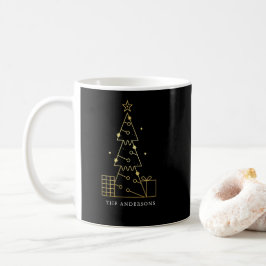 Minimalistische Gouden Kerstboom Modern Zwart Koffiemok