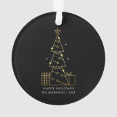 Minimalistische Gouden Kerstboom Modern Zwart Ornament (achterkant)