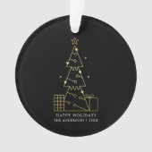 Minimalistische Gouden Kerstboom Modern Zwart Ornament (voorkant)