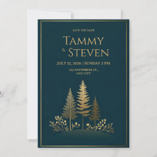 Minimalistische Gouden Kerstboom Trouwfeest Kaart