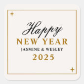 Minimalistische gouden kersttrouwfoto vierkante sticker (Voorkant)