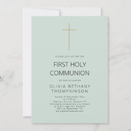 Minimalistische Gouden Kruis Eerste Heilige Commun Kaart