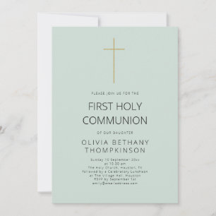 Minimalistische Gouden Kruis Eerste Heilige Commun Kaart