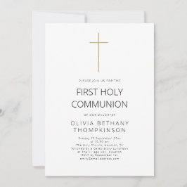 Minimalistische Gouden Kruis Eerste Heilige Commun Kaart