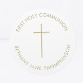 Minimalistische Gouden Kruis Eerste Heilige Commun Ronde Sticker