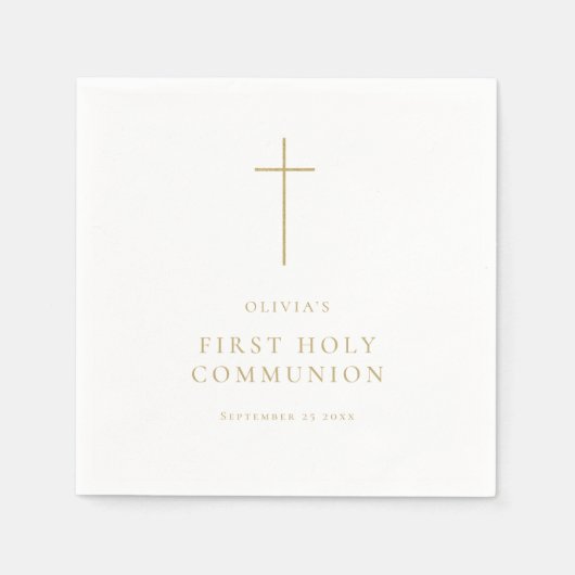 Minimalistische Gouden Kruis Eerste Heilige Commun Servet (Voorkant)