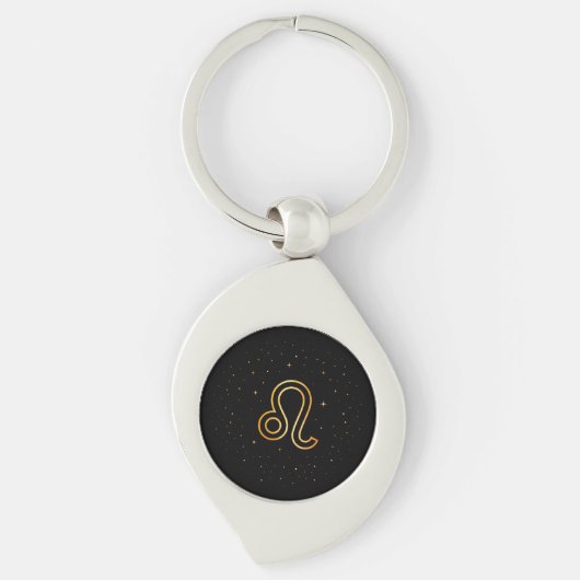 Minimalistische Gouden Leeuw Zodiac Sleutelhanger (Voorkant)