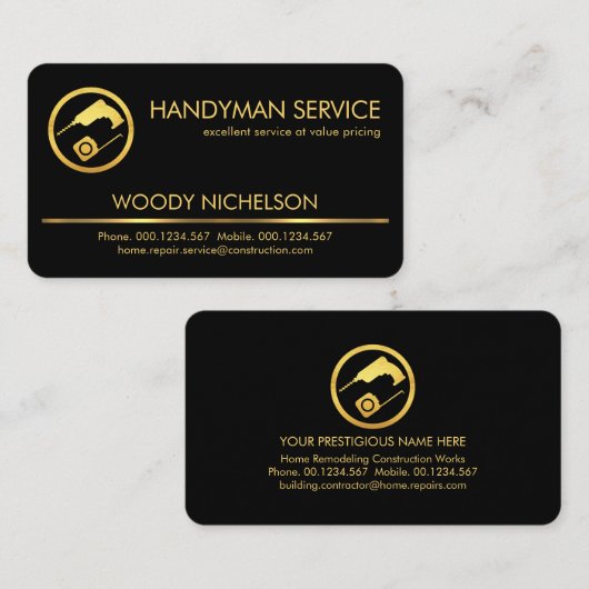 Minimalistische gouden lijn handboor visitekaartje (Voorkant / Achterkant)