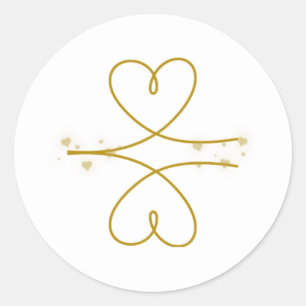 Minimalistische gouden lijn harten trouwsticker ronde sticker