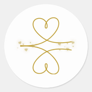 Minimalistische gouden lijn harten trouwsticker ronde sticker