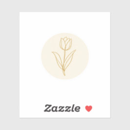 Minimalistische gouden lijngrafiek Tulp Crème Cirk Sticker