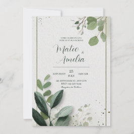 Minimalistische gouden lijst Eucalyptus groen Huwe Kaart