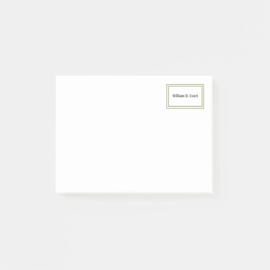 Minimalistische gouden lijst naam post-it® notes (Voorkant)
