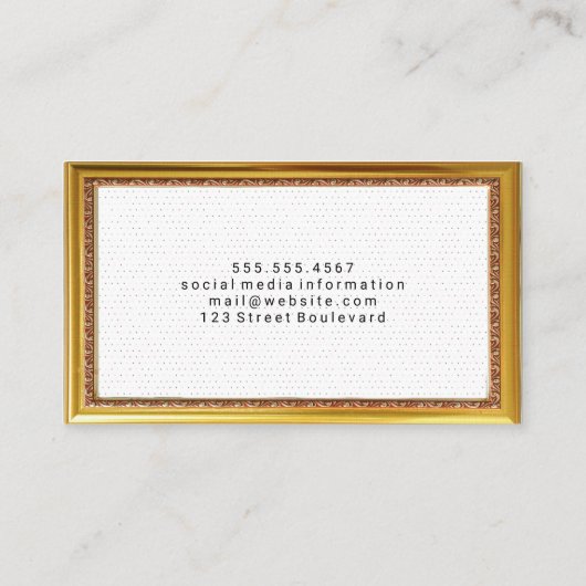 Minimalistische gouden lijst polka stippen visitekaartje (Achterkant)