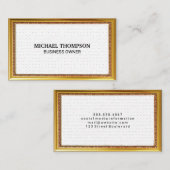 Minimalistische gouden lijst polka stippen visitekaartje (Voorkant / Achterkant)