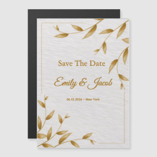 Minimalistische gouden lijst Save The Date kaart | Magnetische Uitnodiging