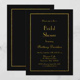 Minimalistische gouden lijst zwarte bruidsdouche kaart