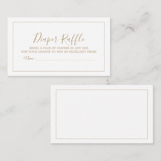 Minimalistische Gouden Luier Raffle Kaart (Voorkant / Achterkant)