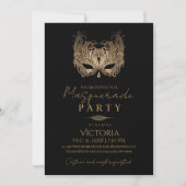 Minimalistische gouden maskerade feestdag kaart (Voorkant)