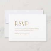Minimalistische gouden moderne art deco bruiloft w RSVP kaartje (Voorkant)