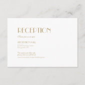 Minimalistische gouden moderne art deco receptie d informatiekaartje (Voorkant)