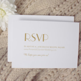 Minimalistische Gouden Moderne Art Deco Trouwwebsi RSVP Kaartje