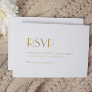 Minimalistische Gouden Moderne Art Deco Trouwwebsi RSVP Kaartje