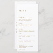 Minimalistische Gouden Moderne Bruiloft Menu (Voorkant / Achterkant)
