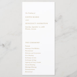 Minimalistische Gouden Moderne Bruiloft Programmakaart