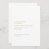Minimalistische Gouden Moderne Bruiloft Save The Date (Voorkant / Achterkant)