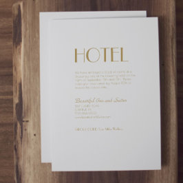 Minimalistische gouden moderne deco bruiloft accom informatiekaartje