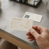 Minimalistische Gouden Moderne Lijnkunst QR-code Visitekaartje